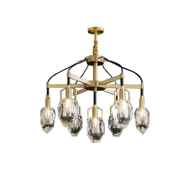 Modern gold geometric crystal chandelier ceiling light dining room