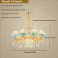 Luxe gold & blue ceramic crystal chandelier living room lighting