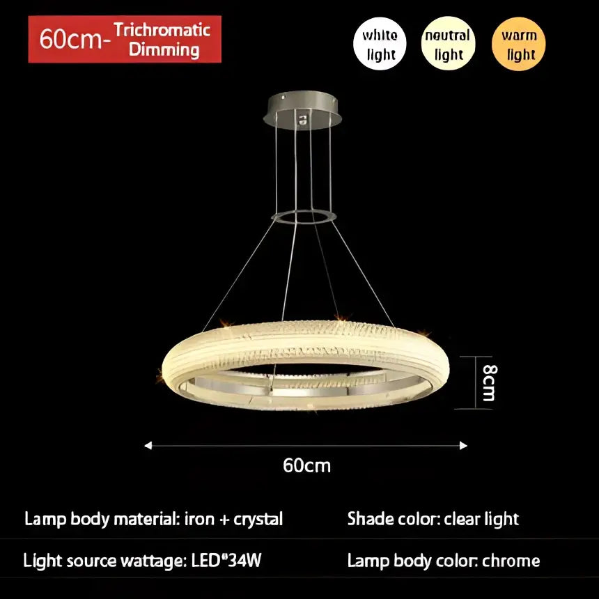 Modern luxury crystal chrome double ring chandelier dining room light