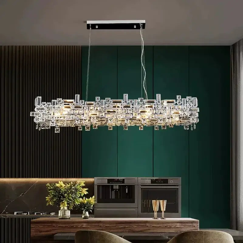 Modern square gold and clear decorbites crystal chandelier living room