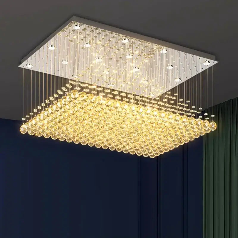 Modern rectangular crystal chandelier dining room pendant light