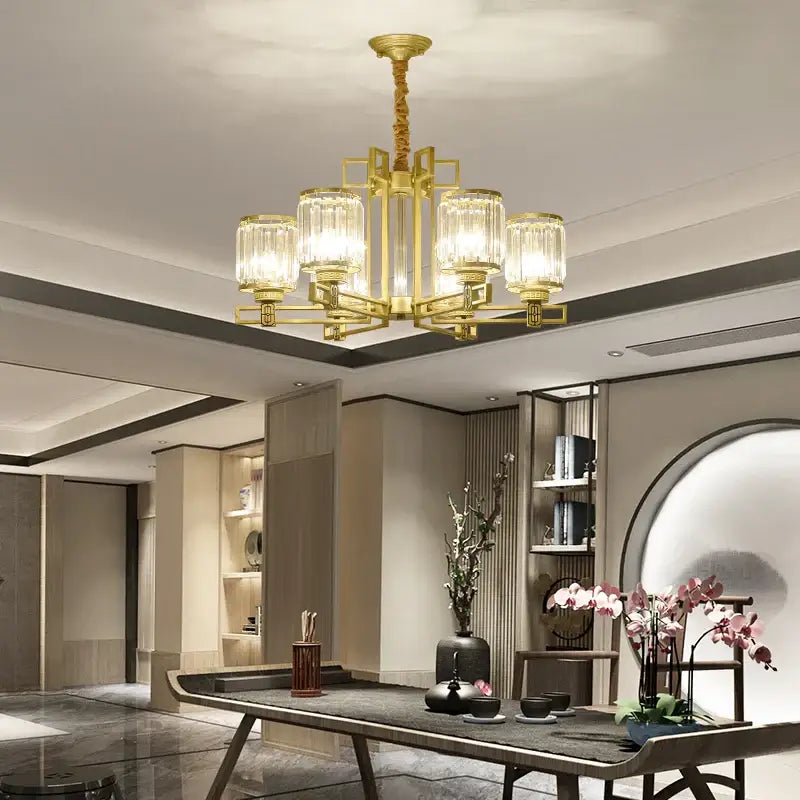 Decorbites crystal chandelier gold geometric living room light
