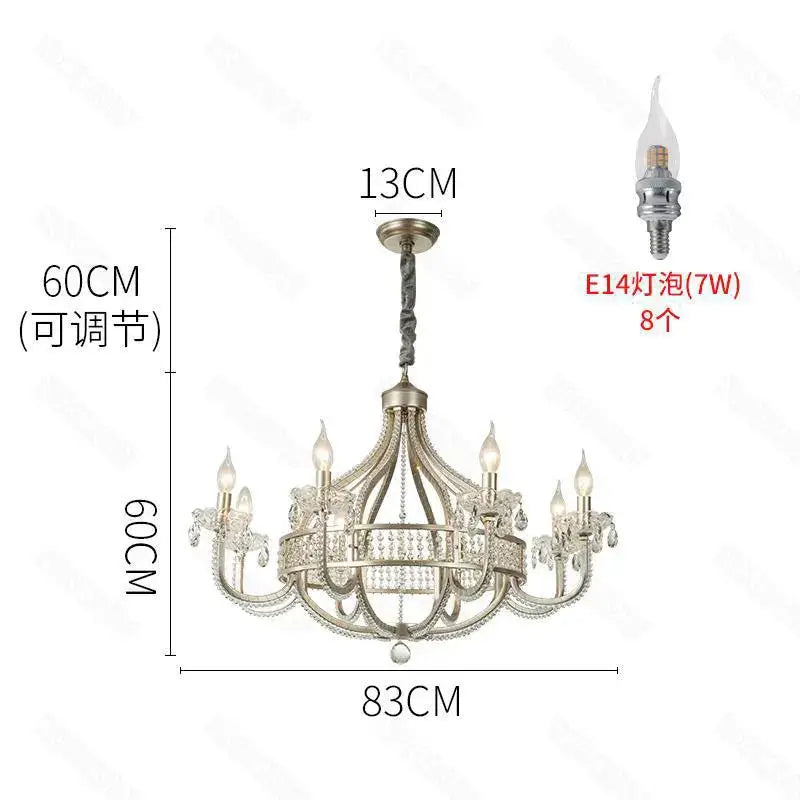 Antique silver decorbites crystal chandelier for dining room