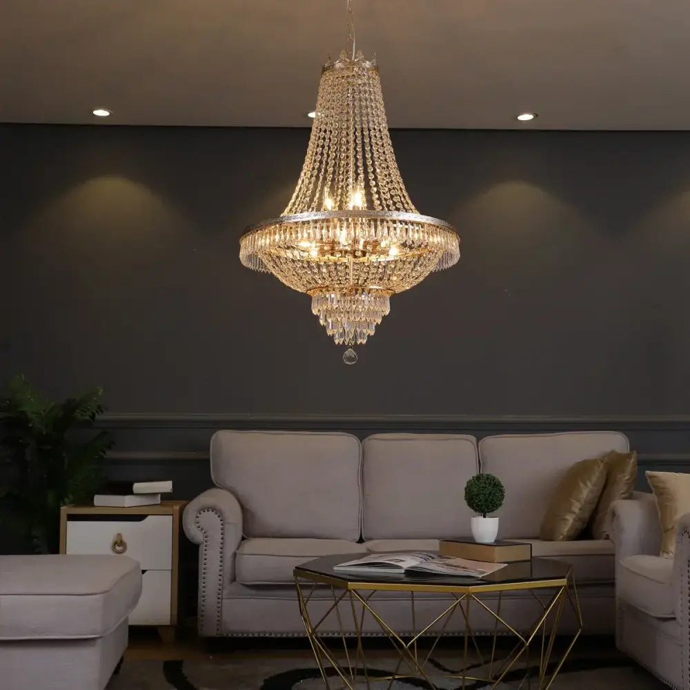 Ornate silver multi tier decorbites crystal chandelier living room