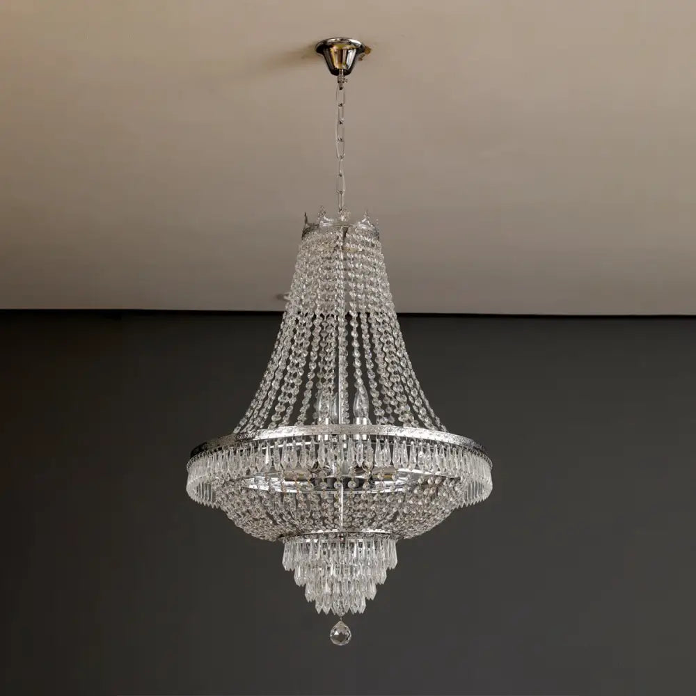 Ornate silver multi tier decorbites crystal chandelier living room