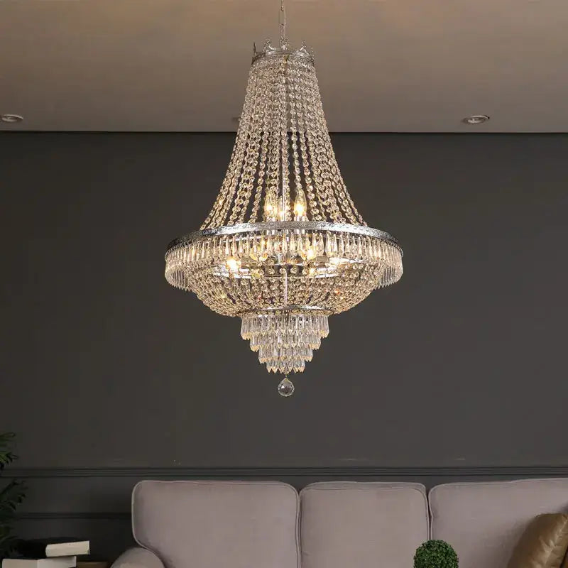 Ornate silver multi tier decorbites crystal chandelier living room