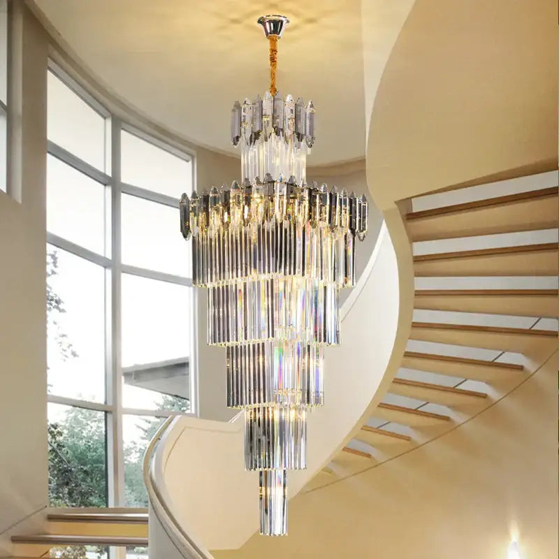 Luxury gold and frosted crystal chandelier dining room light fixture