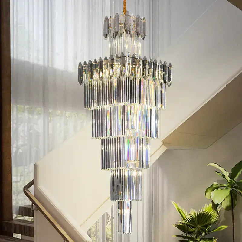 Luxury gold and frosted crystal chandelier dining room light fixture