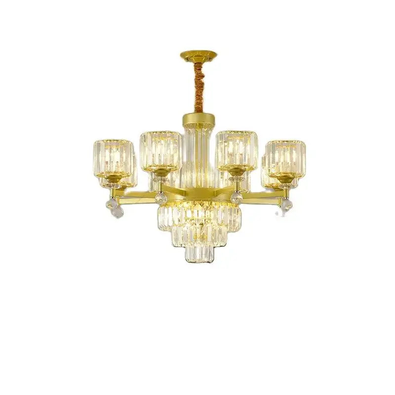 Decorbites crystal chandelier golden multi tiered living room lamp