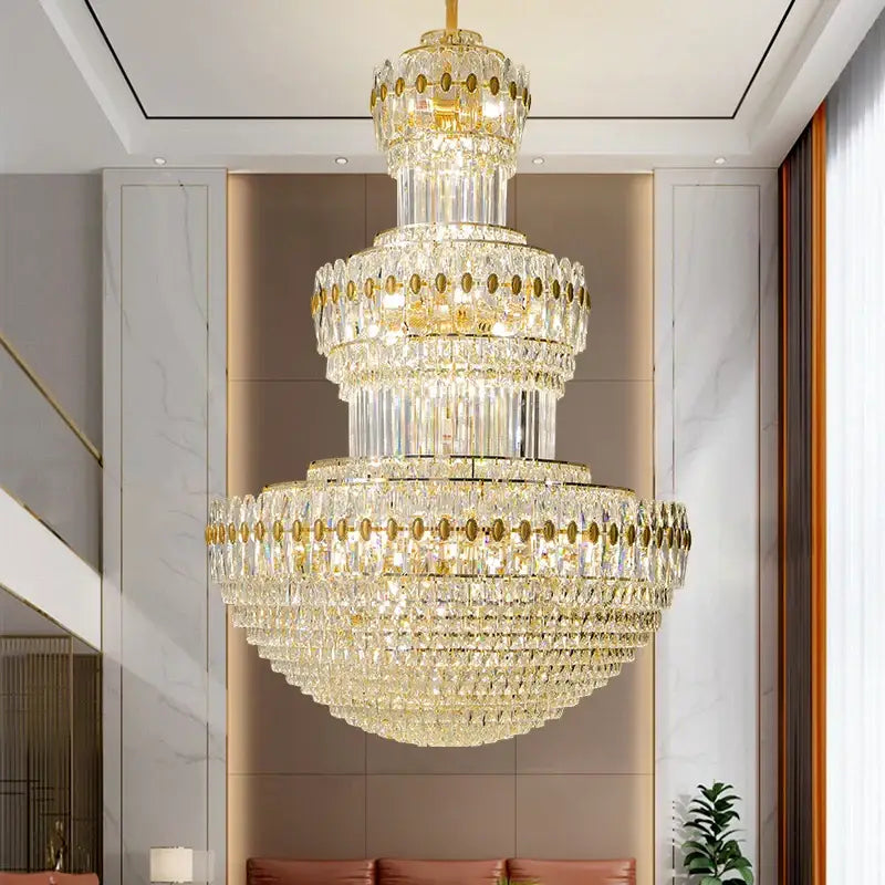 Elegant gold multi tiered decorbites crystal chandelier for hotel lobby