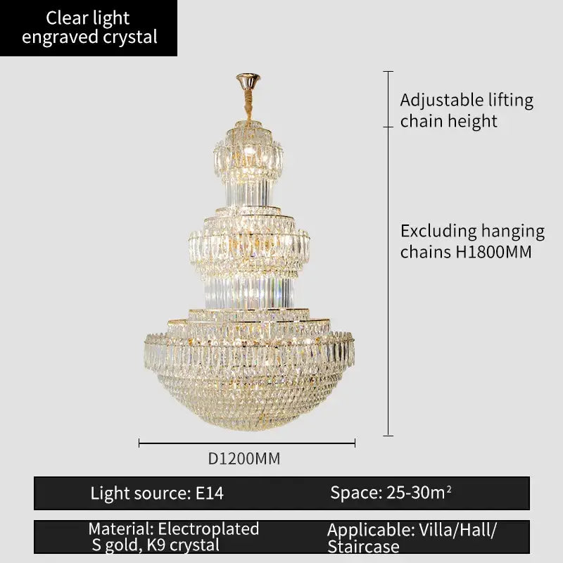 Elegant gold multi tiered decorbites crystal chandelier for hotel lobby