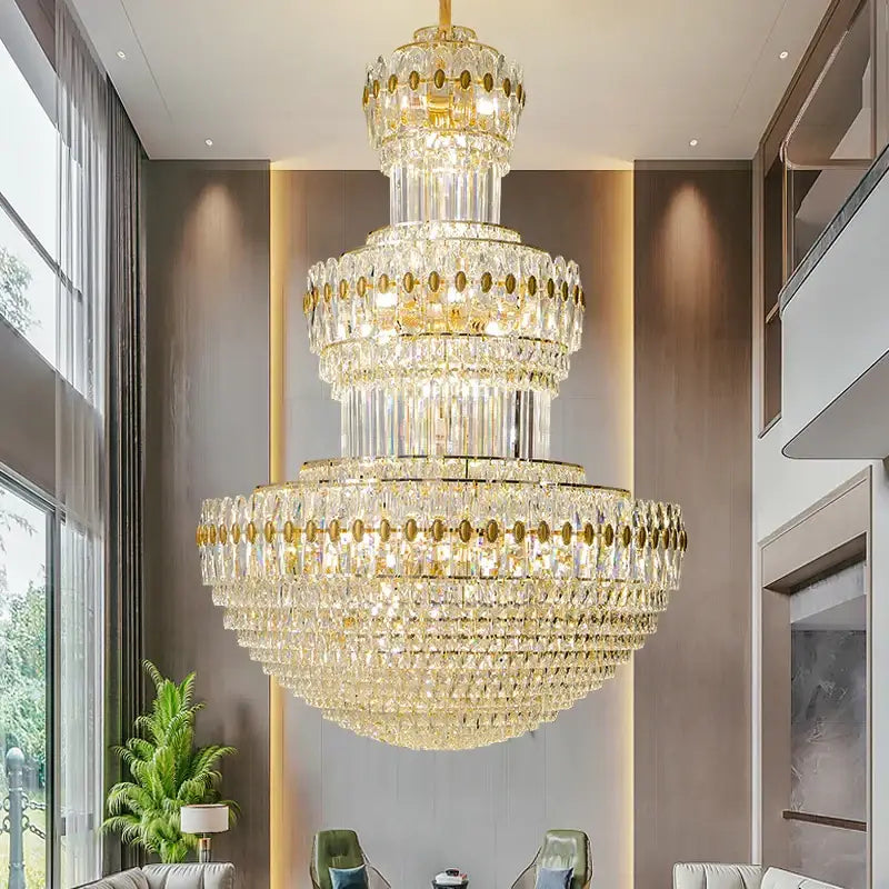 Elegant gold multi tiered decorbites crystal chandelier for hotel lobby