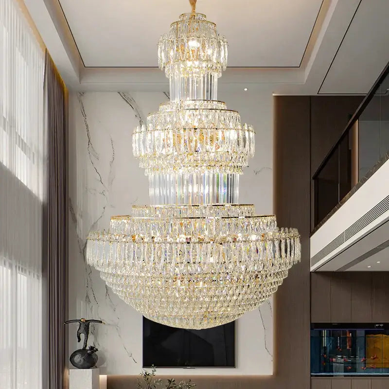 Elegant gold multi tiered decorbites crystal chandelier for hotel lobby