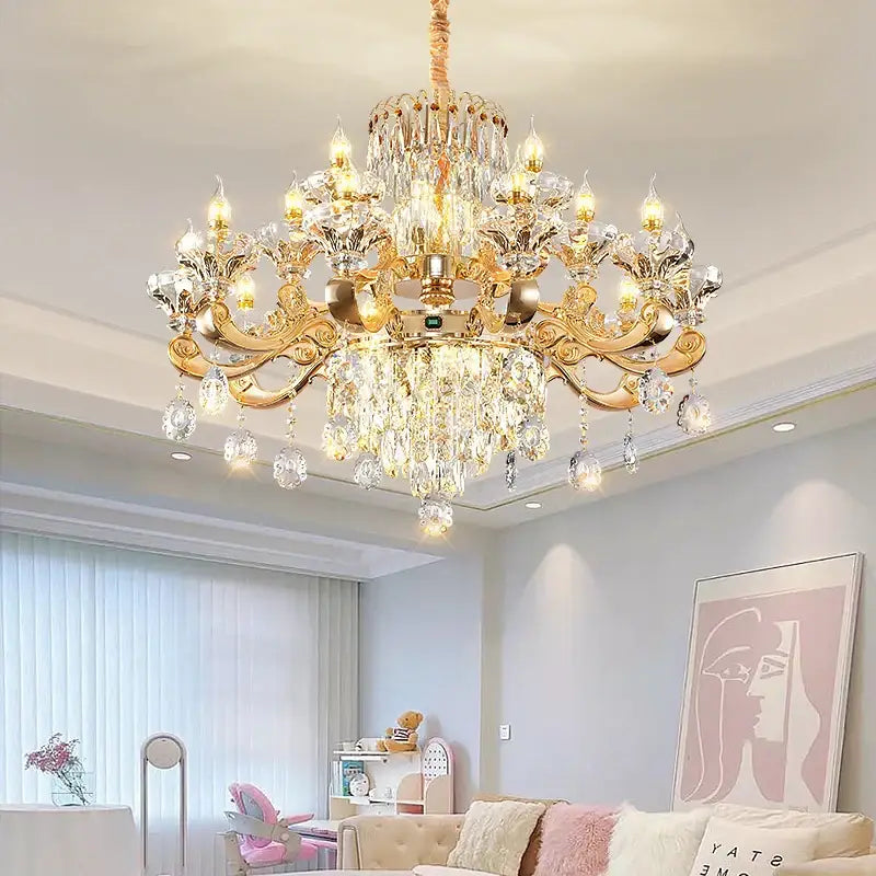 Classic european gold decorbites crystal chandelier dining room light