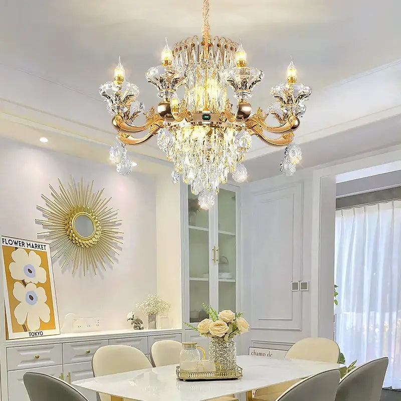 Classic european gold decorbites crystal chandelier dining room light