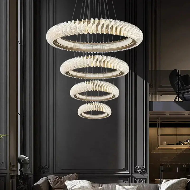 Modern spiral white crystal chandelier dining room led pendant light