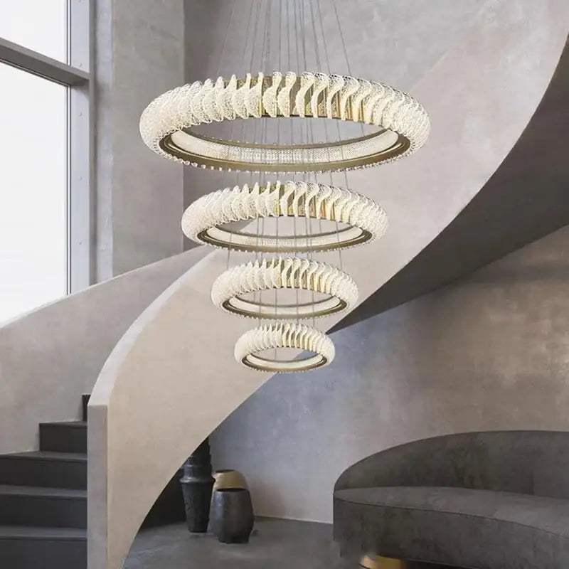 Modern spiral white crystal chandelier dining room led pendant light