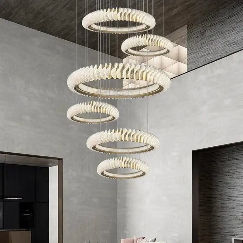 Modern spiral white crystal chandelier dining room led pendant light
