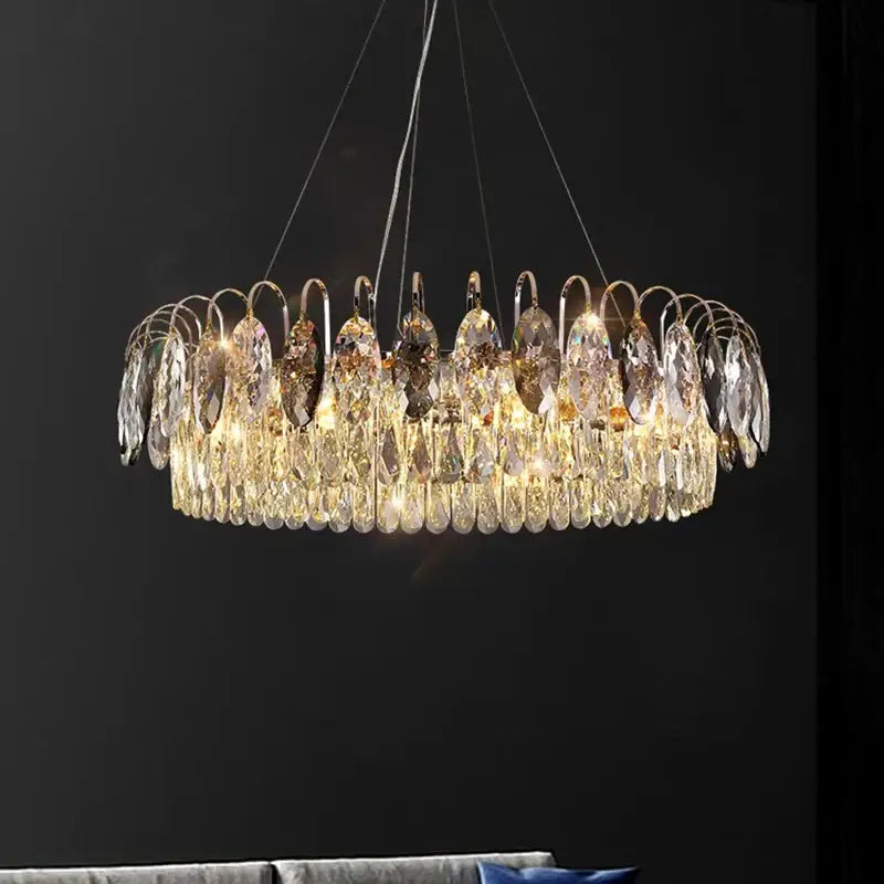 Decorbites crystal chandelier gold & amber living room light