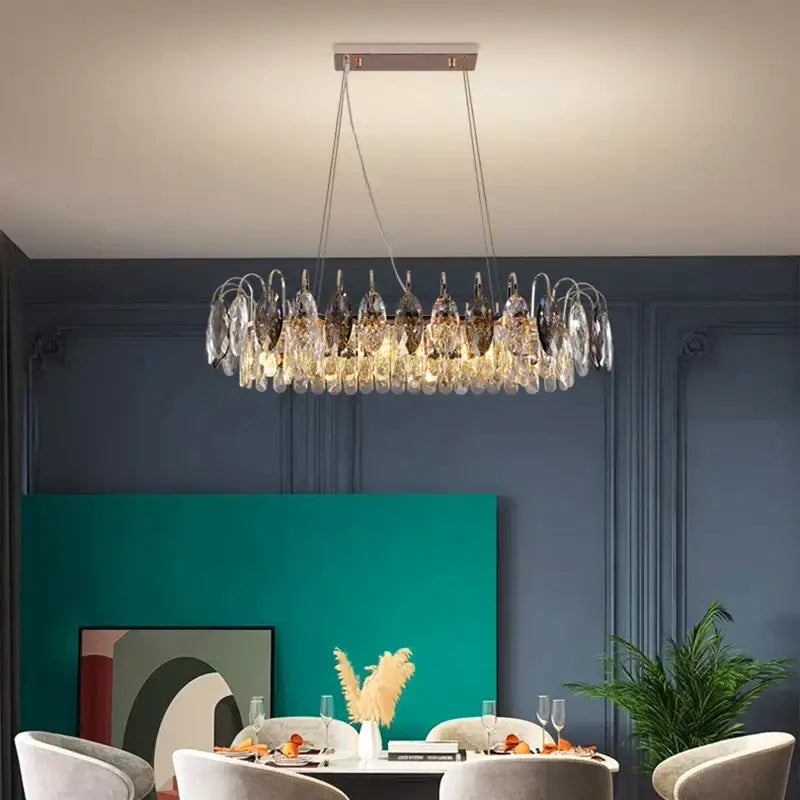 Decorbites crystal chandelier gold & amber living room light