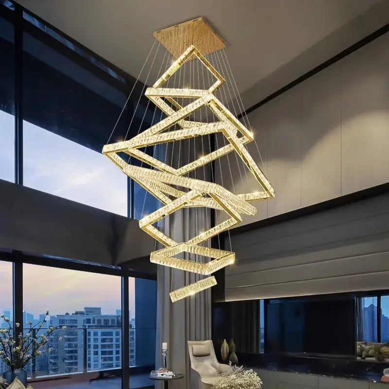 Modern golden geometric decorbites crystal chandelier living room light