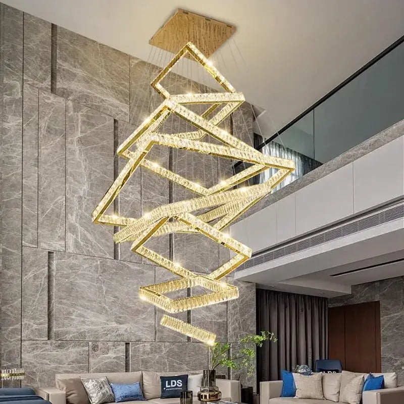 Modern golden geometric decorbites crystal chandelier living room light