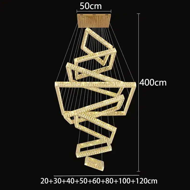 Modern golden geometric decorbites crystal chandelier living room light