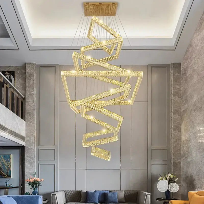 Modern golden geometric decorbites crystal chandelier living room light