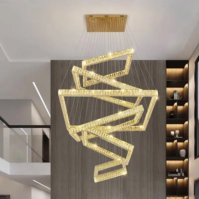 Modern golden geometric decorbites crystal chandelier living room light