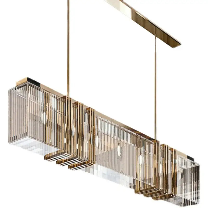 Decorbites crystal chandelier gold rectangular dining room light