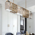Decorbites crystal chandelier gold rectangular dining room light