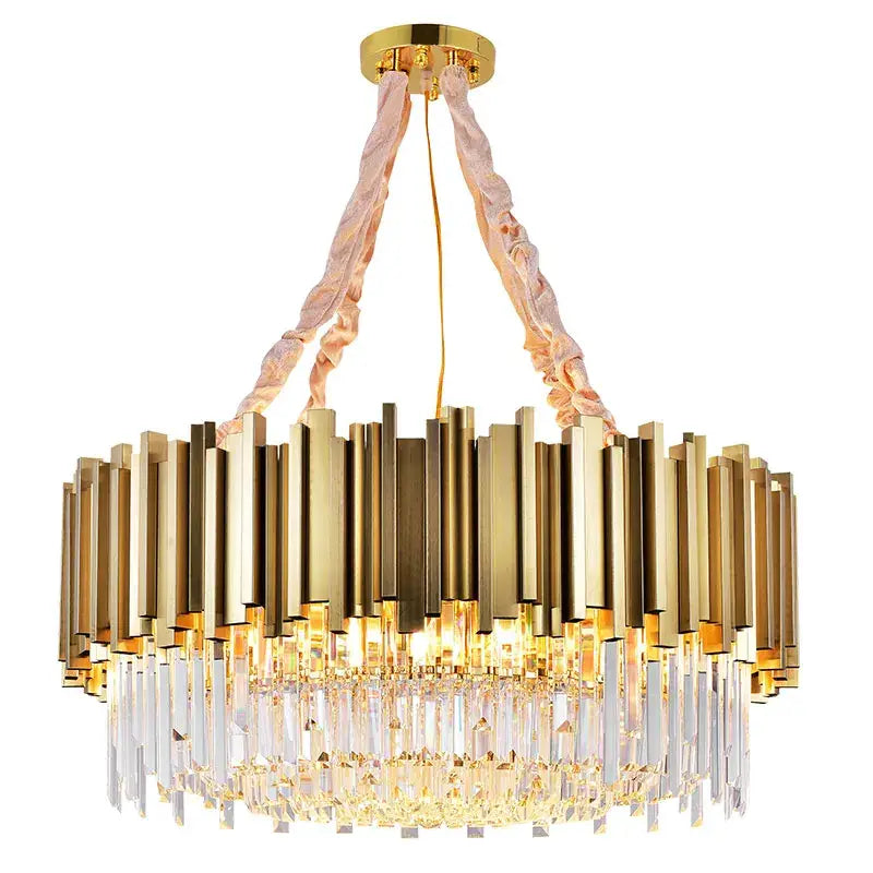 Decorbites crystal chandelier gold brass and pink living room light
