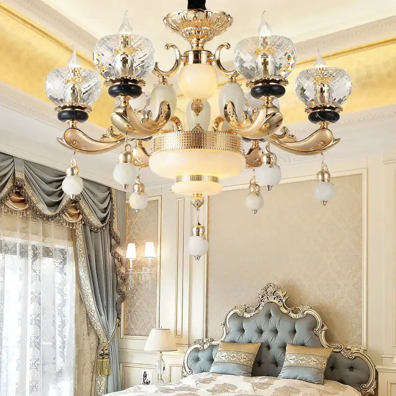 Ornate gold decorbites crystal chandelier for the dining room