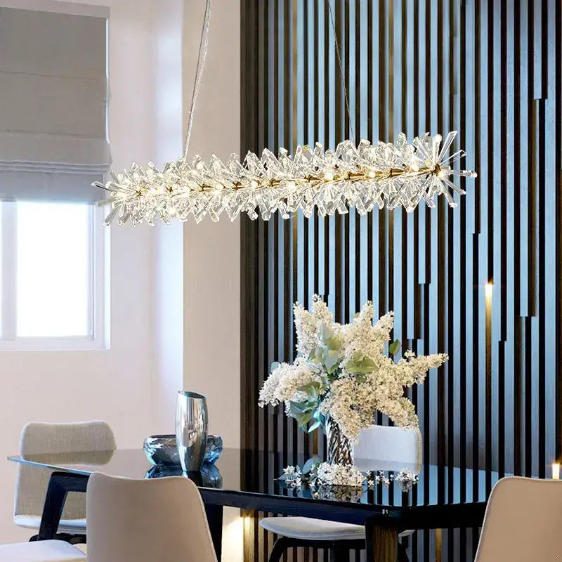 Crystal chandelier flower luxury gold ring lamp for dining room