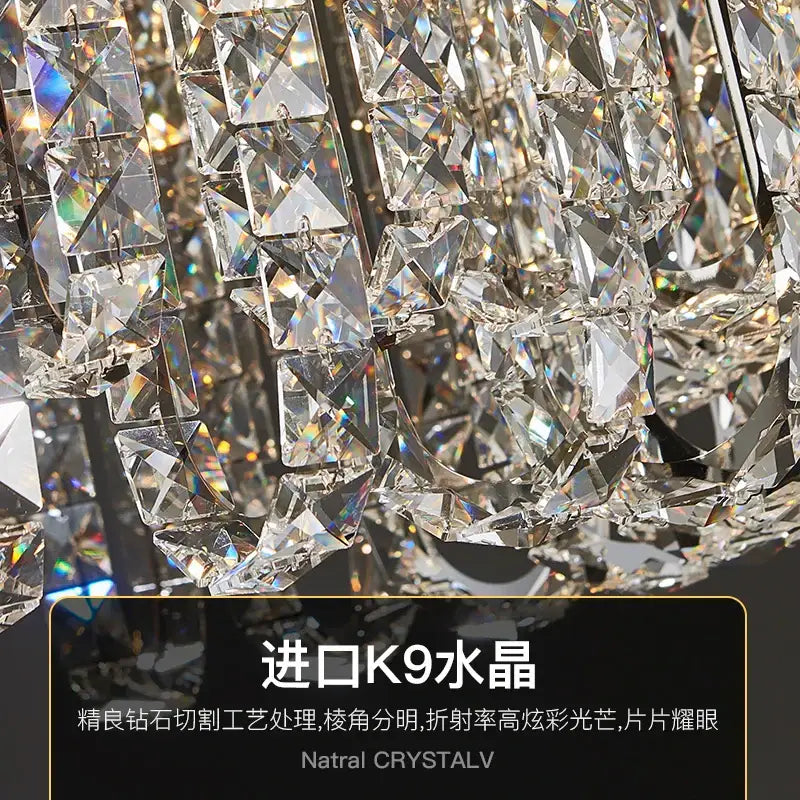 Luxurious circular crystal chandelier for elegant living room spaces