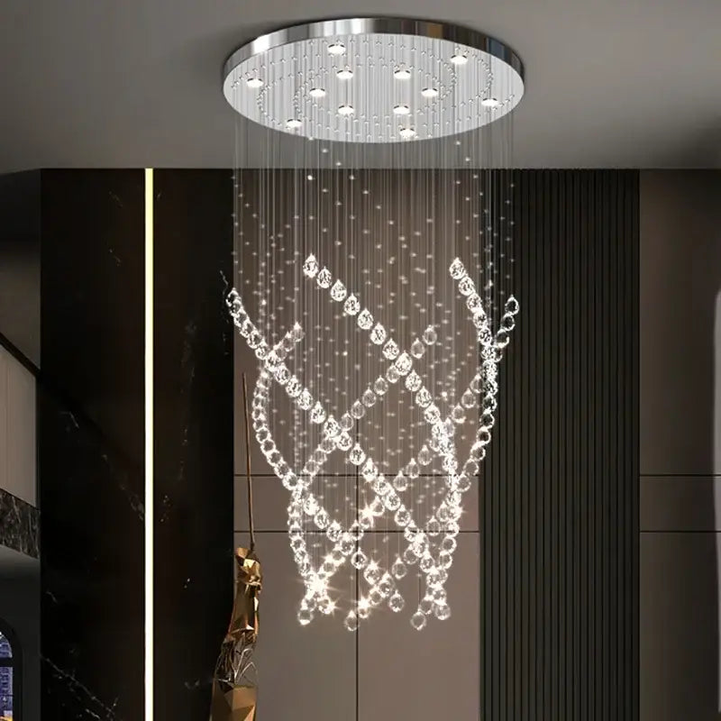 Modern chrome decorbites crystal chandelier living room spiral pendant