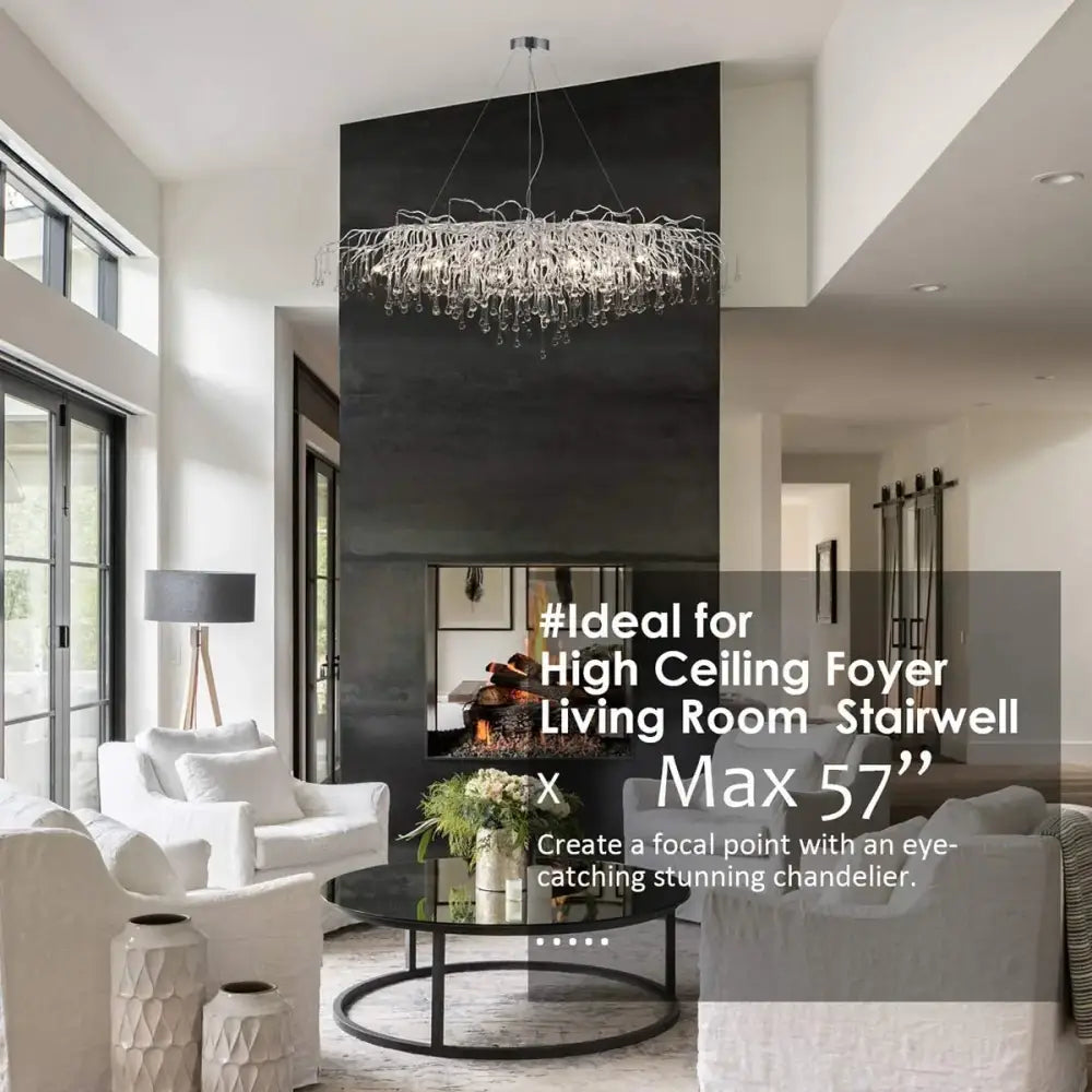 Modern branching crystal chandelier for living room aluminum lamp