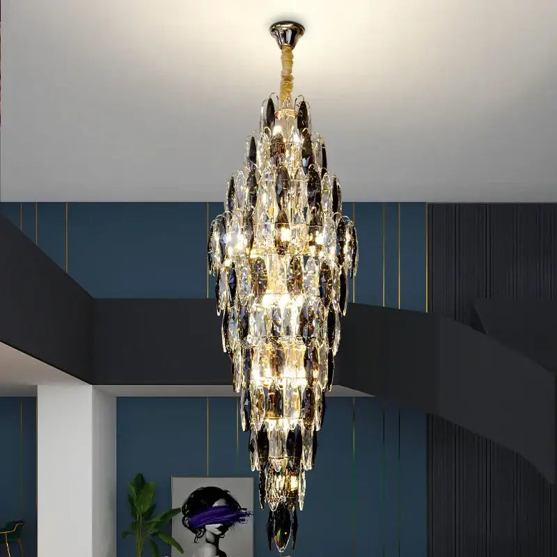 Luxe modern brass and crystal chandelier dining room pendant light