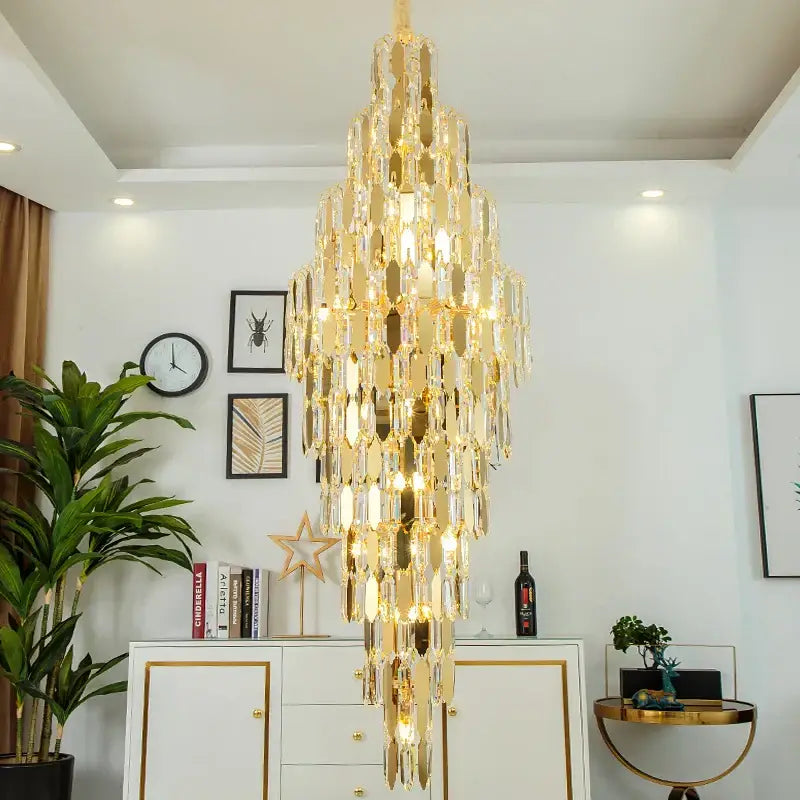 Modern european golden crystal chandelier living room light
