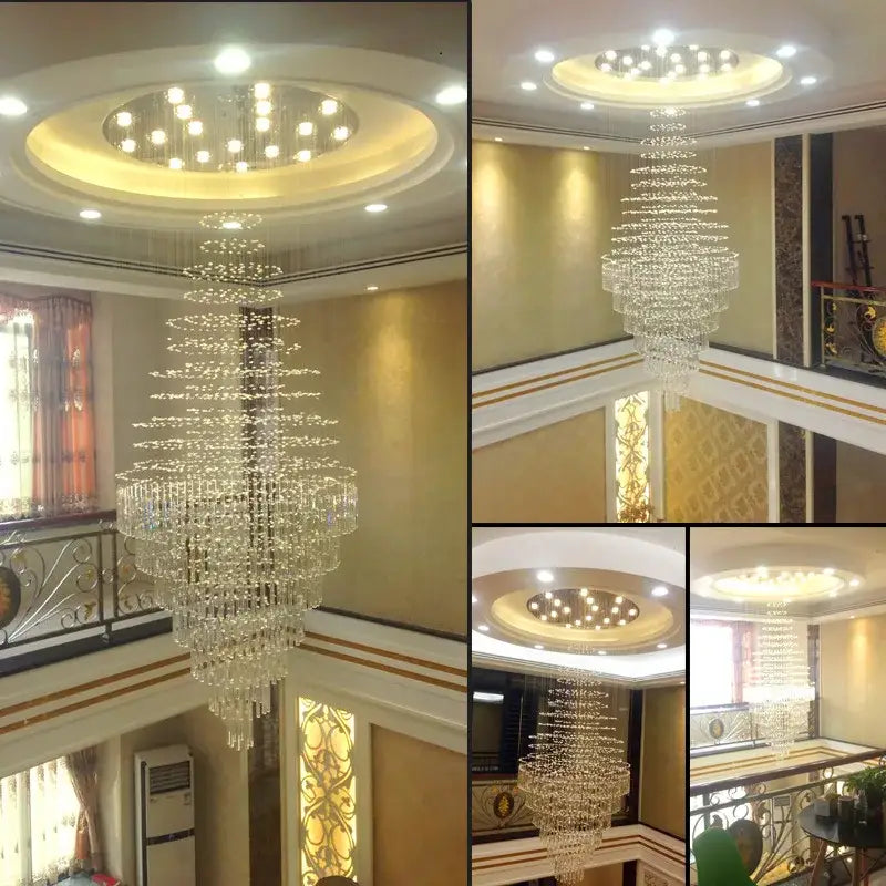 Modern cascading crystal chandelier living room led light