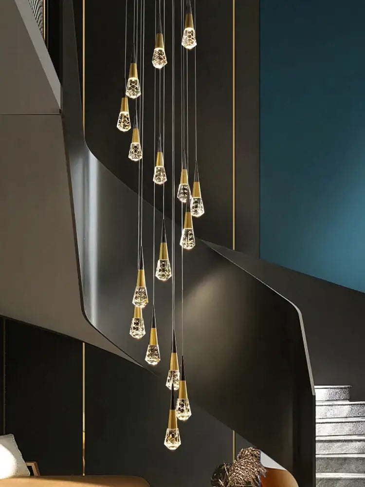 Modern gold decorbites crystal chandelier for stairwell and living room