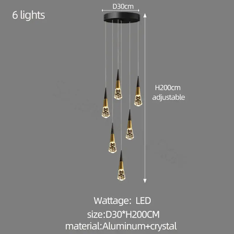 Modern gold decorbites crystal chandelier for stairwell and living room