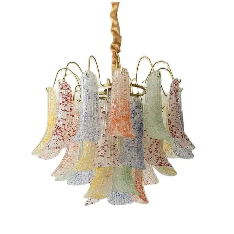 French light luxury pastel glass crystal chandelier dining room