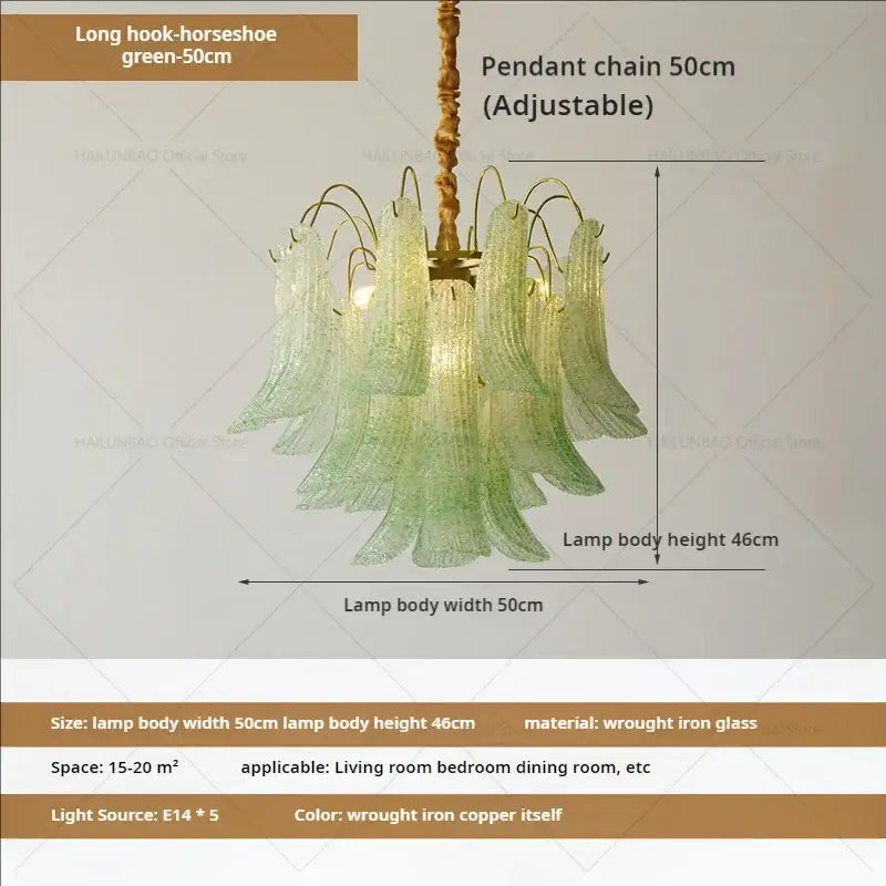 French light luxury pastel glass crystal chandelier dining room