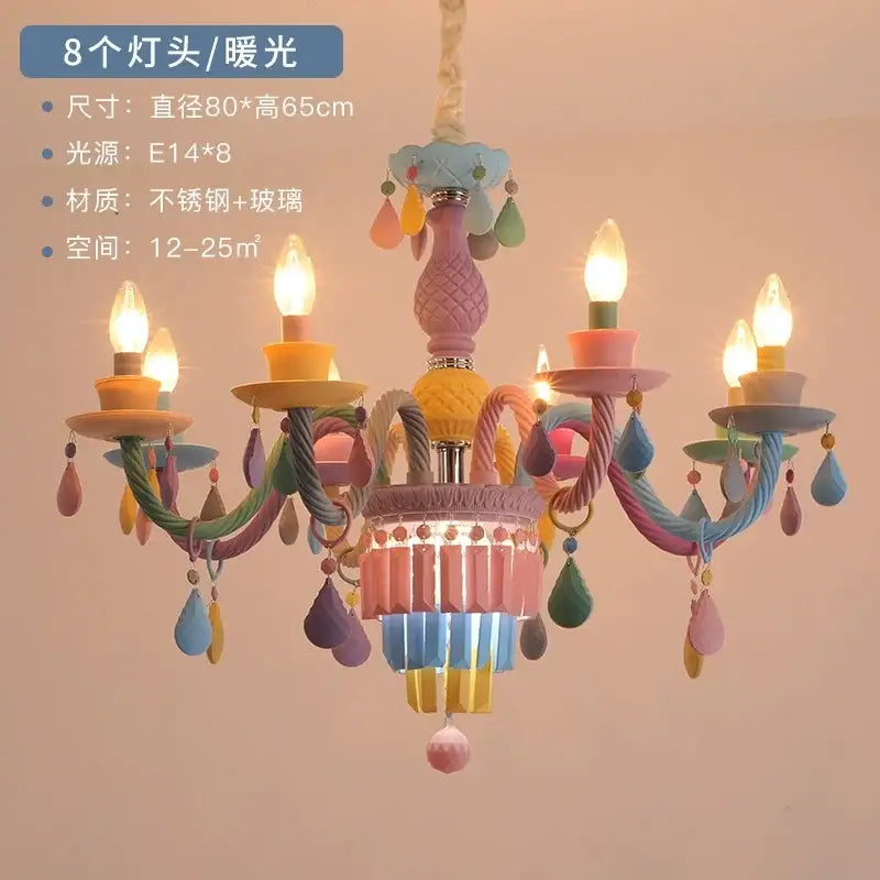 Pastel multi color decorbites crystal chandelier girl bedroom lamp