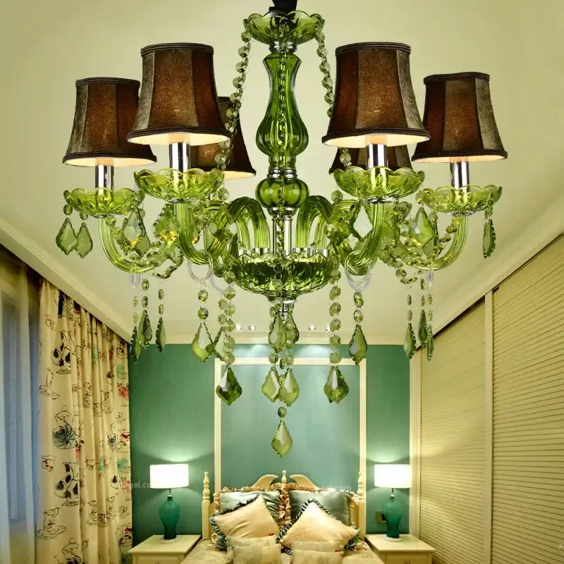 Glamorous emerald green decorbites crystal chandelier for bedroom