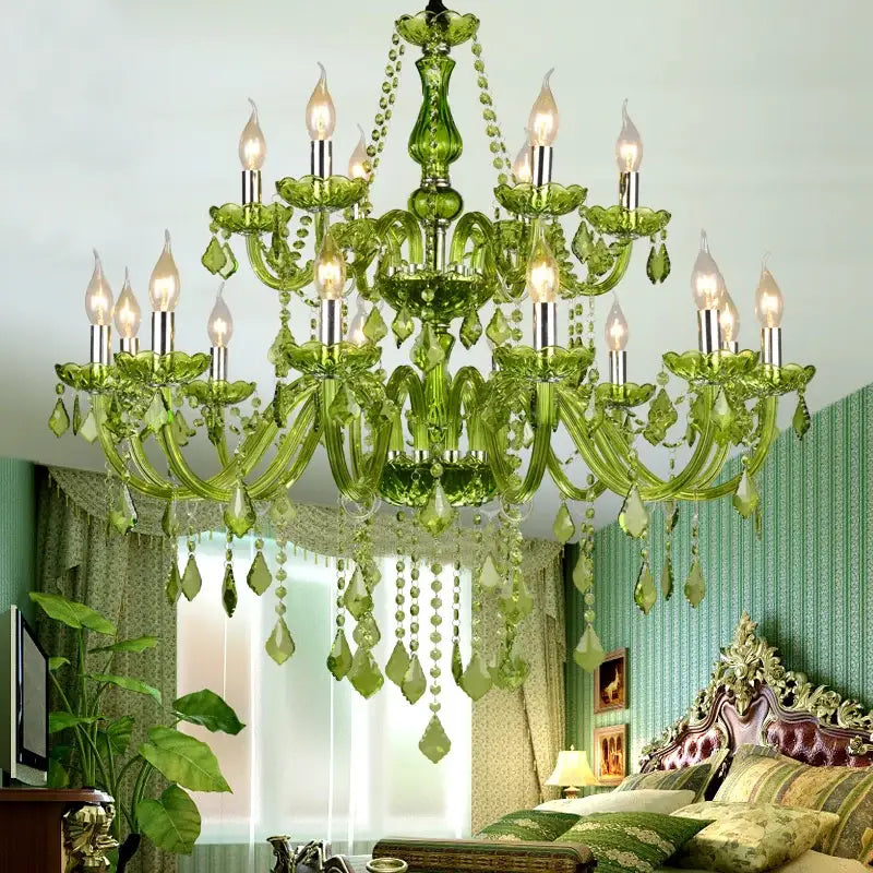 Glamorous emerald green decorbites crystal chandelier for bedroom