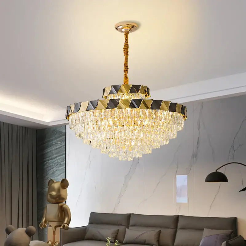 Modern gold & black decorbites crystal chandelier living room light