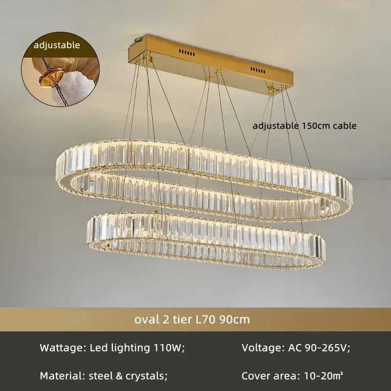 Modern gold spiral crystal chandelier staircase pendant light