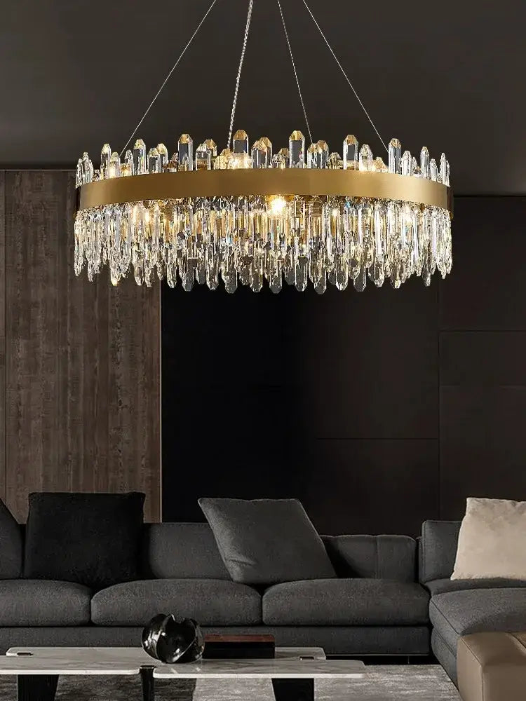 Modern gold oval crystal chandelier led dining room light